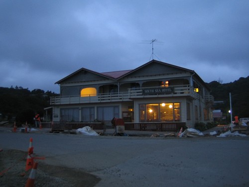 Roads under repair outside south The Sout Sea Hotel on Stewart Island